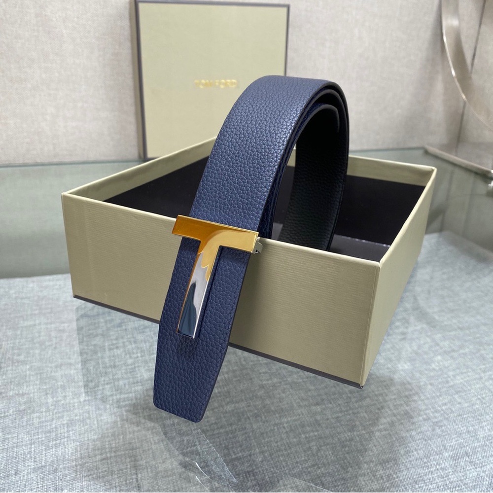 Tom Ford Dark Blue Belt with Gold Buckle - Picture 5 of 5